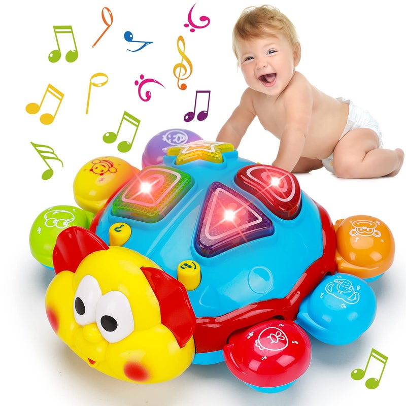 AugToy Baby Crawling Toy 6 to 12 Months Spanish English Bilingual Learning Toy for Infants 0-3-6 7 8 9 10 12-18 Month Educational Musical Light Up Toy 1 Year Old Boy Girl Easter Treat Gift Toddler Tummy Time - Image 1
